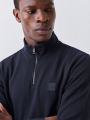 BOSS Navy Blue Zetrust Regular-Fit Logo Quarter Zip Sweatshirt - Image 3 of 4