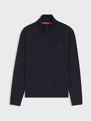 BOSS Navy Blue Zetrust Regular-Fit Logo Quarter Zip Sweatshirt - Image 4 of 4