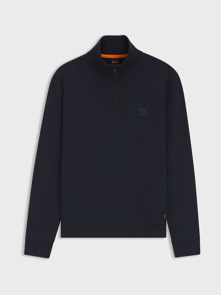 BOSS Navy Blue Zetrust Regular-Fit Logo Quarter Zip Sweatshirt - Image 4 of 4