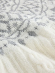 Laura Ashley Cream/Grey Fairisle Crew Neck Knit Jumper Containing Wool - Image 6 of 8