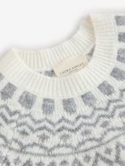 Laura Ashley Cream/Grey Fairisle Crew Neck Knit Jumper Containing Wool - Image 7 of 8