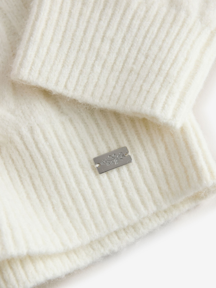 Laura Ashley Cream/Grey Fairisle Crew Neck Knit Jumper Containing Wool - Image 8 of 8