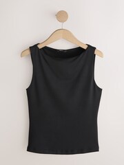 Black Soft Touch Slinky Boat Neck Sleeveless Top - Image 5 of 7