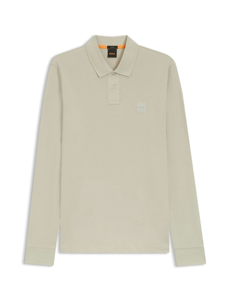 BOSS Natural Passerby Box Logo Long Sleeve Polo Shirt - Image 1 of 1 BOSS Natural Passerby Box Logo Long Sleeve Polo Shirt - Image 1 of 1