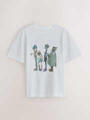 White Gorillaz Regular Fit Band Graphic Print T-Shirt - Image 1 of 4