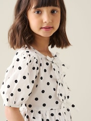 Angel & Rocket White Amber Polka Dot Tie Front Top - Image 3 of 4