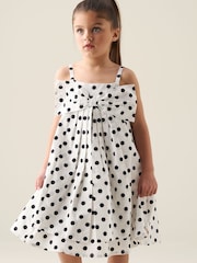 Angel & Rocket White Amber Polka Dot Bow Dress - Image 2 of 5