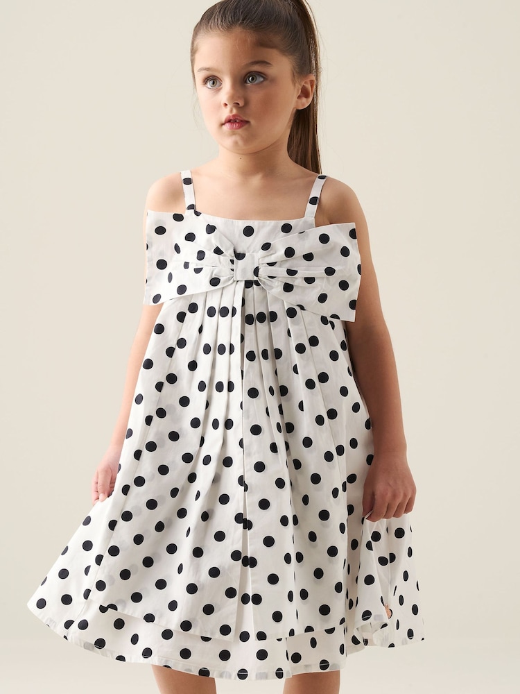 Angel & Rocket White Amber Polka Dot Bow Dress - Image 2 of 5 Angel & Rocket White Amber Polka Dot Bow Dress - Image 2 of 5