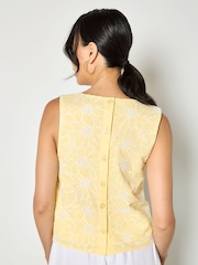 Apricot Yellow Floral Lace Embroidered Shell Top - Image 2 of 4