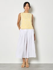 Apricot Yellow Floral Lace Embroidered Shell Top - Image 3 of 4