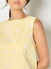 Apricot Yellow Floral Lace Embroidered Shell Top - Image 4 of 4