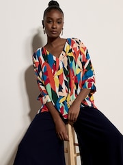 Apricot Orange Colour Block Woven Blouse - Image 2 of 4
