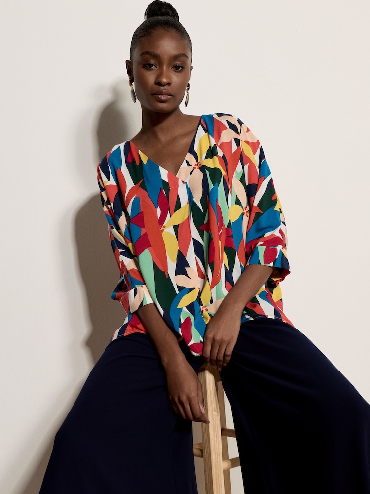 Apricot Orange Colour Block Woven Blouse - Image 2 of 4