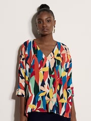Apricot Orange Colour Block Woven Blouse - Image 3 of 4