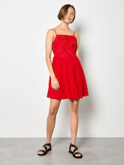 Apricot Red Eyelash Embroidered Cami Mini Dress - Image 1 of 5