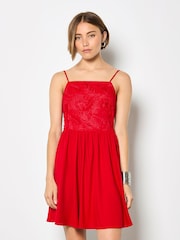 Apricot Red Eyelash Embroidered Cami Mini Dress - Image 2 of 5