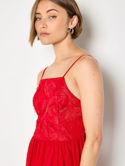 Apricot Red Eyelash Embroidered Cami Mini Dress - Image 4 of 5
