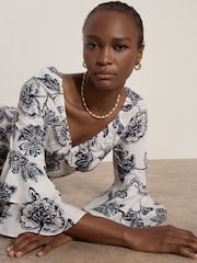 Apricot Blue Sarasa Floral Ruffle Mini Dress - Image 4 of 4