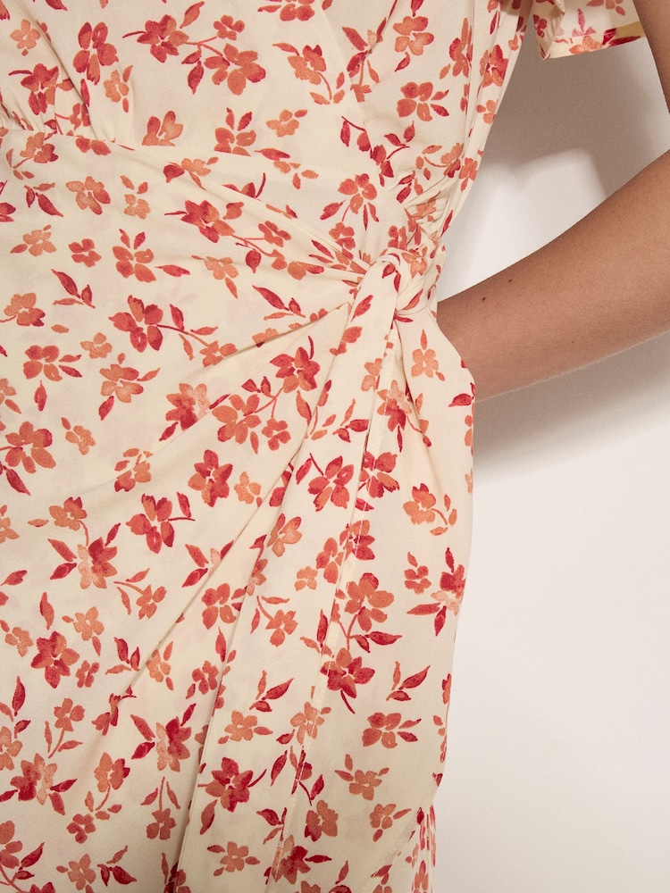 Apricot Cream Floral Wrap Mini Dress - Image 2 of 3