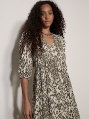 Apricot Green Tapestry Ikat Midi Dress - Image 2 of 4