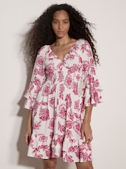 Apricot Pink Sarasa Floral Ruffle Mini Dress - Image 2 of 4