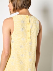 Apricot Yellow Floral Embroidered Shift Mini Dress - Image 3 of 4