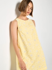 Apricot Yellow Floral Embroidered Shift Mini Dress - Image 4 of 4