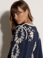 Apricot Blue Embroidered Bell Sleeve Top - Image 5 of 5