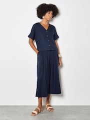 Apricot Blue Lightweight V-neck Blouse - Image 1 of 4