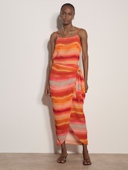 Apricot Watercolour Stripe Wrap Midi Skirt - Bild 2 von 4