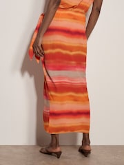 Apricot Watercolour Stripe Wrap Midi Skirt - Bild 4 von 4