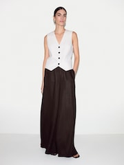 Jigsaw Brown Linen Wide Leg Palazzo Trousers - Image 3 of 5