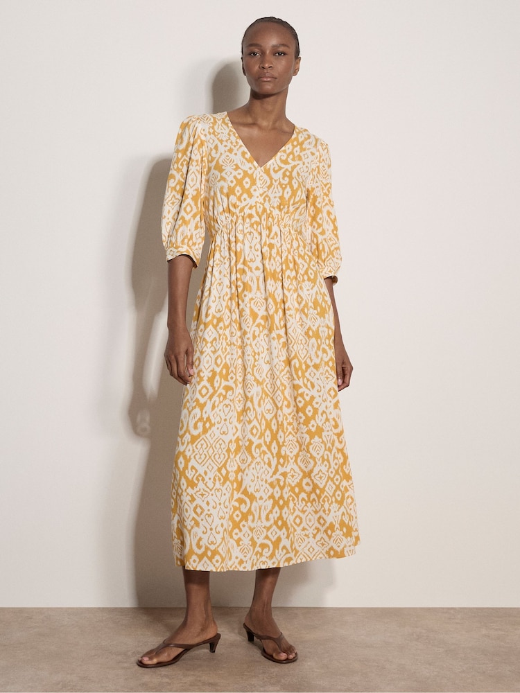 Apricot Tapestry Ikat Midi Dress - Image 1 of 4 Apricot Tapestry Ikat Midi Dress - Image 1 of 4