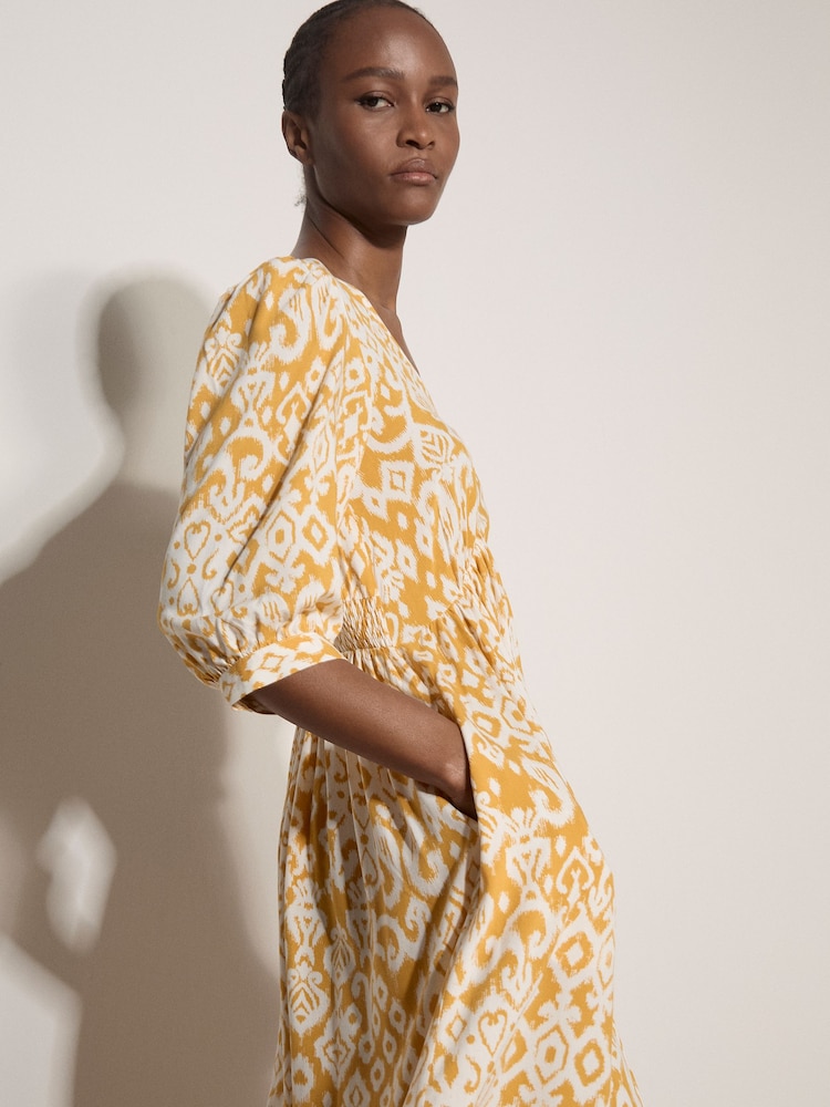 Apricot Tapestry Ikat Midi Dress - Image 2 of 4 Apricot Tapestry Ikat Midi Dress - Image 2 of 4