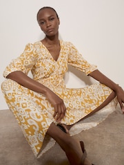 Apricot Tapestry Ikat Midi Dress - Image 4 of 4