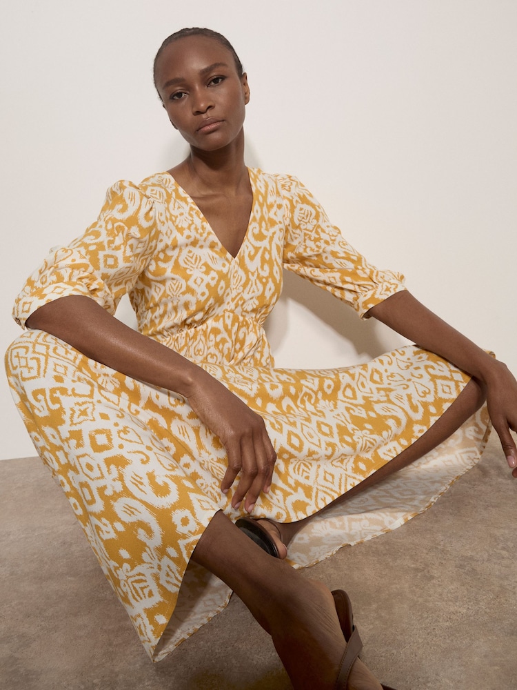 Apricot Tapestry Ikat Midi Dress - Image 4 of 4 Apricot Tapestry Ikat Midi Dress - Image 4 of 4