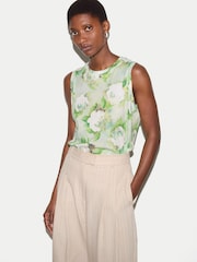 Jigsaw Green Sketch Rose Print Tank - Image 1 of 5