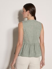 Apricot Green Floral Embroidered Peplum Top - Image 2 of 4