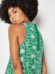 Apricot Green Floral Embroidered Shift Mini Dress - Image 4 of 4