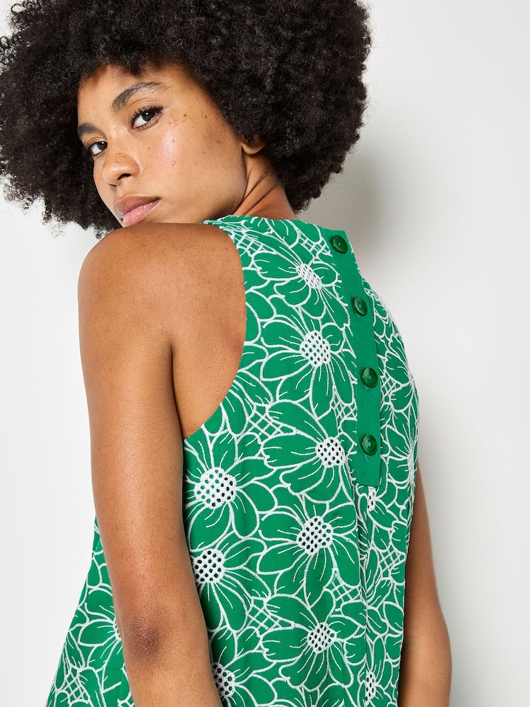 Apricot Green Floral Embroidered Shift Mini Dress - Image 4 of 4 Apricot Green Floral Embroidered Shift Mini Dress - Image 4 of 4