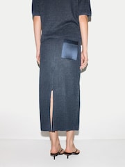 Jigsaw Blue Linen Silk Pocket Skirt - Image 4 of 5