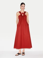 Jigsaw Red Flower Applique Cotton Dress - Image 1 of 5