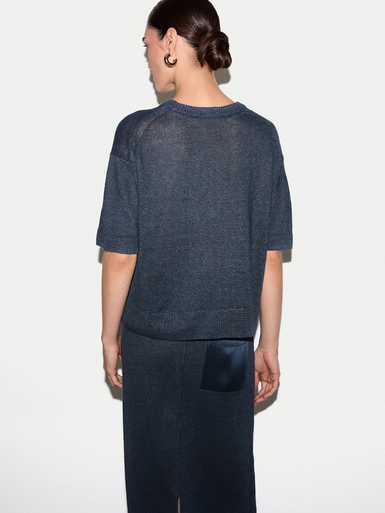 Jigsaw Linen Silk Pocket T-Shirt - Afbeelding 2 van 5