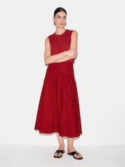 Jigsaw Red Cotton Poplin Midi Skirt - Image 2 of 5