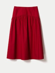 Jigsaw Red Cotton Poplin Midi Skirt - Image 5 of 5
