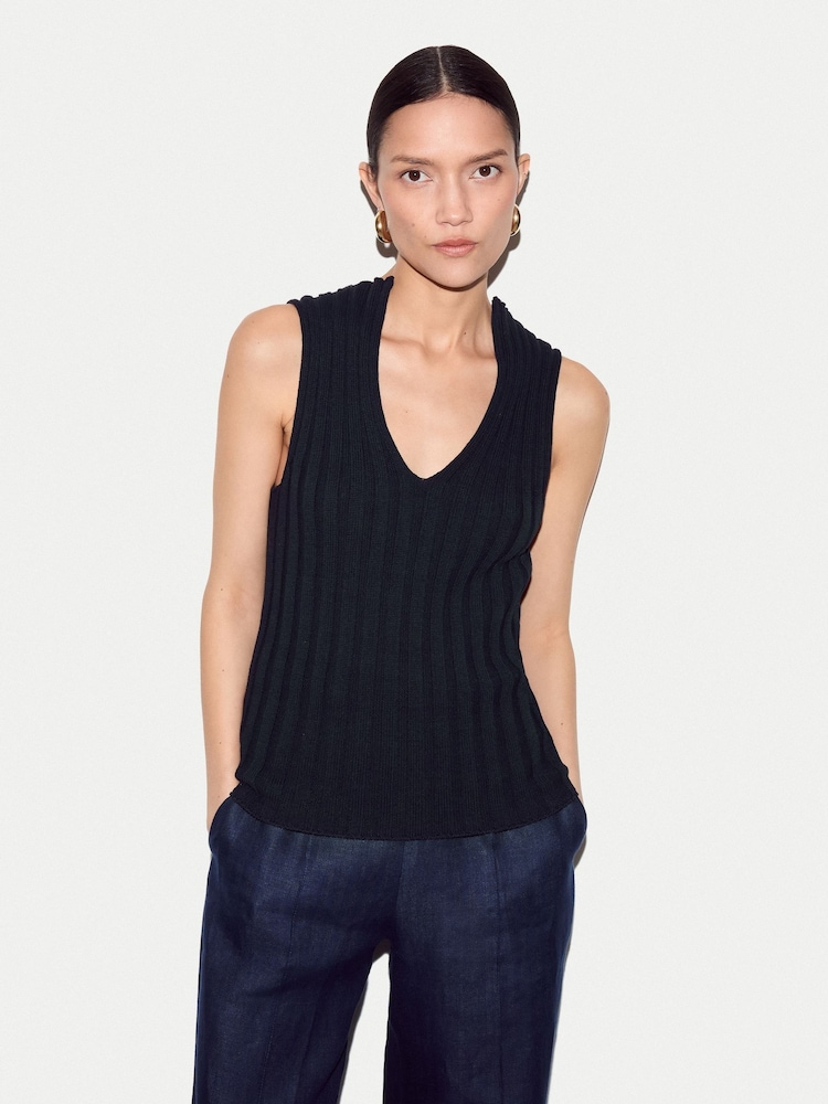 Jigsaw Blue Cotton 90's Rib Tank - Image 1 of 5