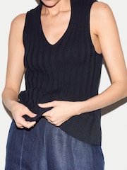 Jigsaw Blue Cotton 90's Rib Tank - Image 4 of 5