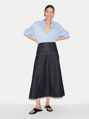 Jigsaw Blue Denim Flared Midi Skirt - Image 3 of 5