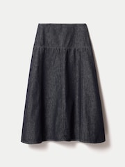 Jigsaw Blue Denim Flared Midi Skirt - Image 5 of 5