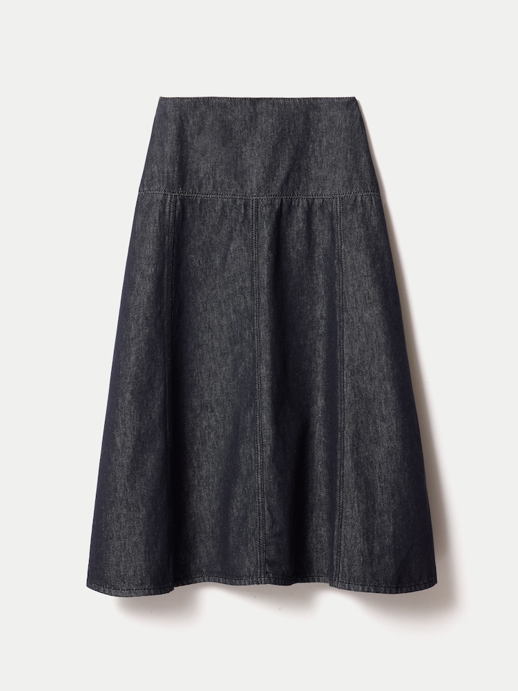 Jigsaw Blue Denim Flared Midi Skirt - Image 5 of 5 Jigsaw Blue Denim Flared Midi Skirt - Image 5 of 5